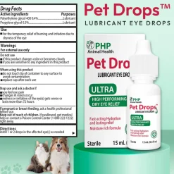 PHP Animal Health Pet Drops Lubricant Eye Drops for Dogs & Cats, 15-ml