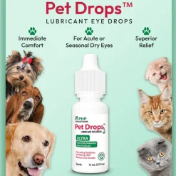 PHP Animal Health Pet Drops Lubricant Eye Drops for Dogs & Cats, 15-ml