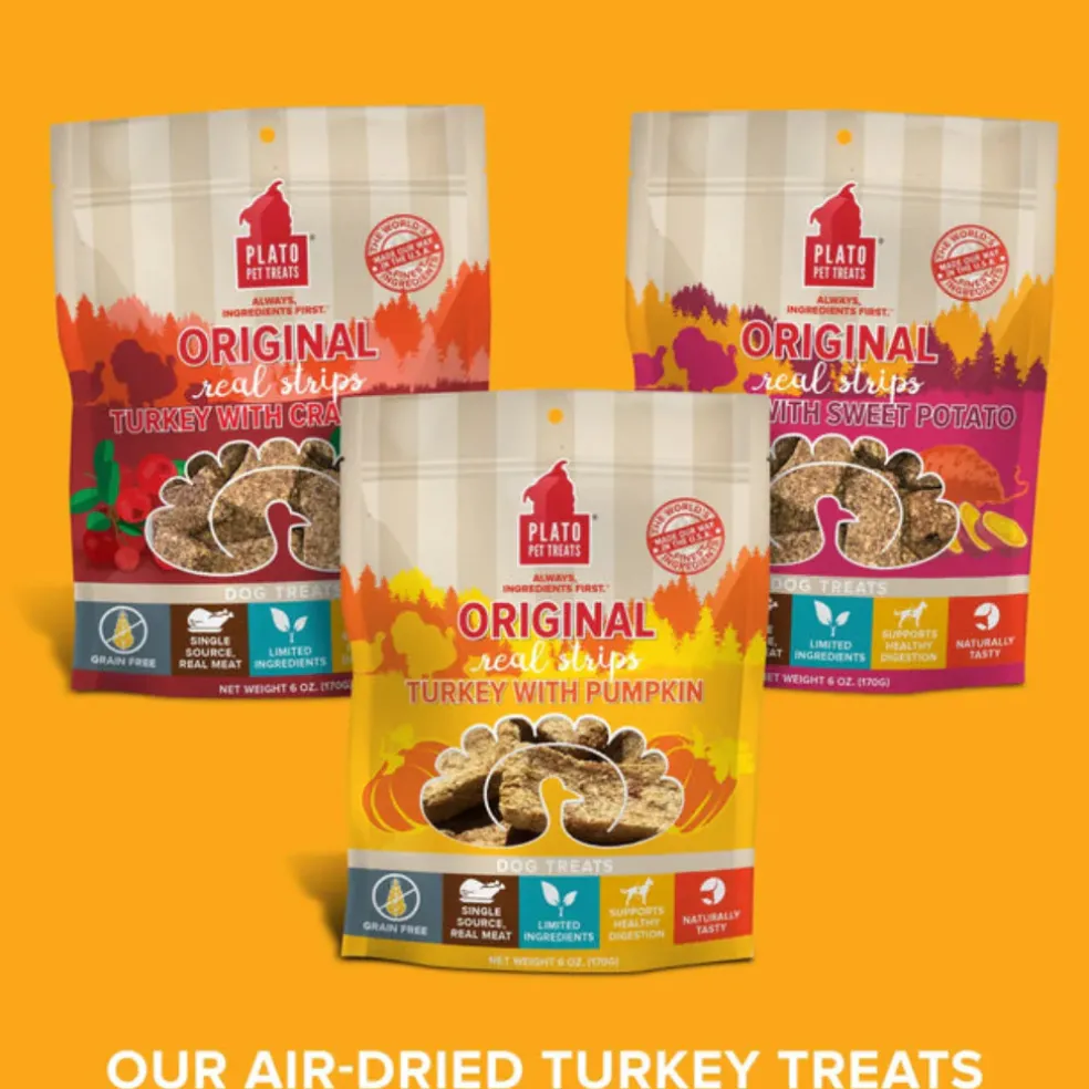 Plato Original Real Strips Turkey with Pumpkin Dog Treat Bars