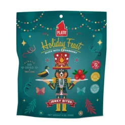 Plato Pet Treats Holiday Feast Duck with Cranberry Jerky Dog Treat, 4-oz