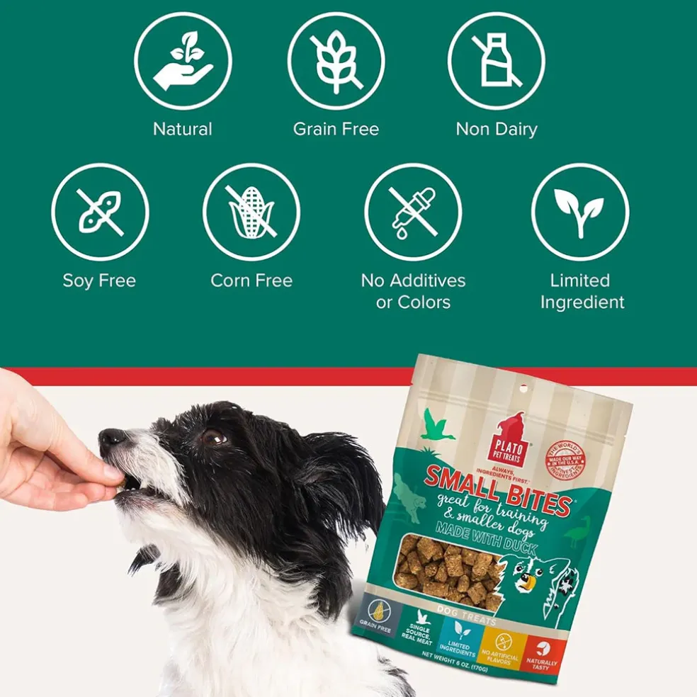 Plato Small Bites Grain-Free Duck Dogs Treats, 2-oz