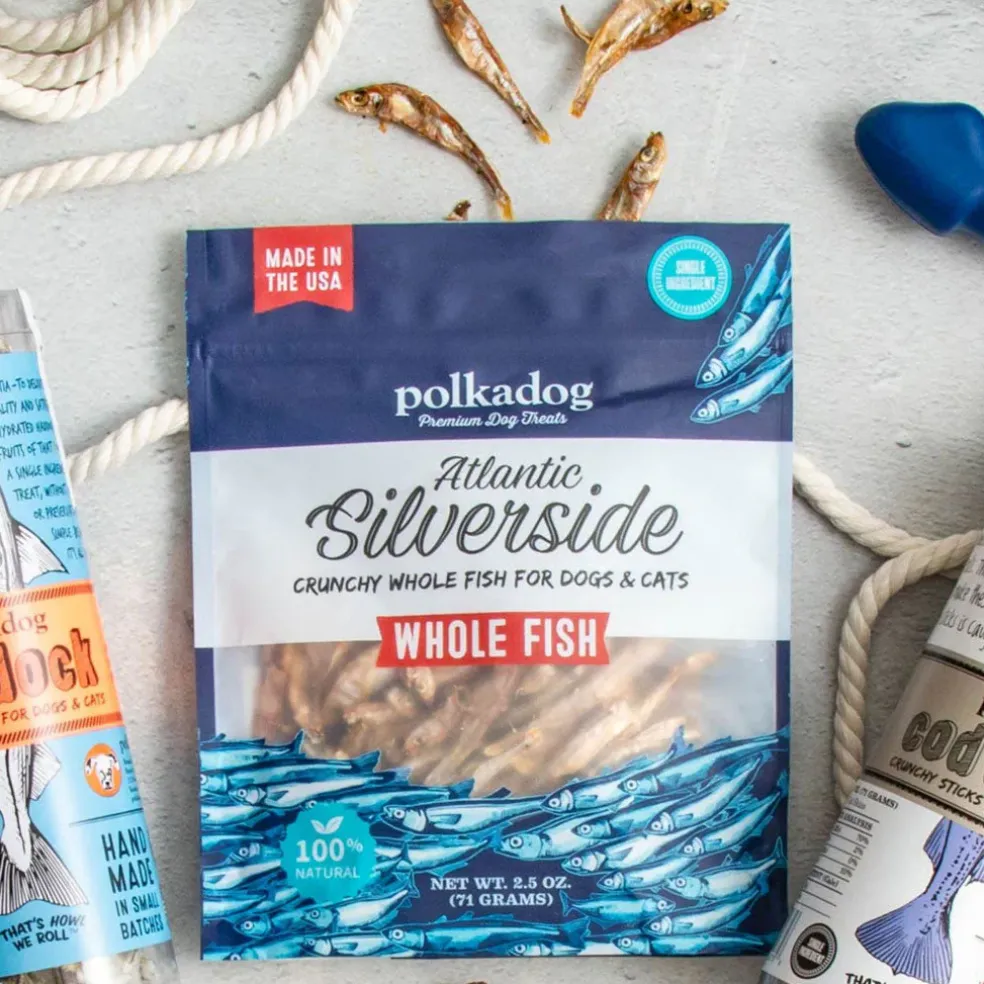 Polkadog Atlantic Silverside Crunchy Whole Fish for Dogs & Cats, 2.5-oz