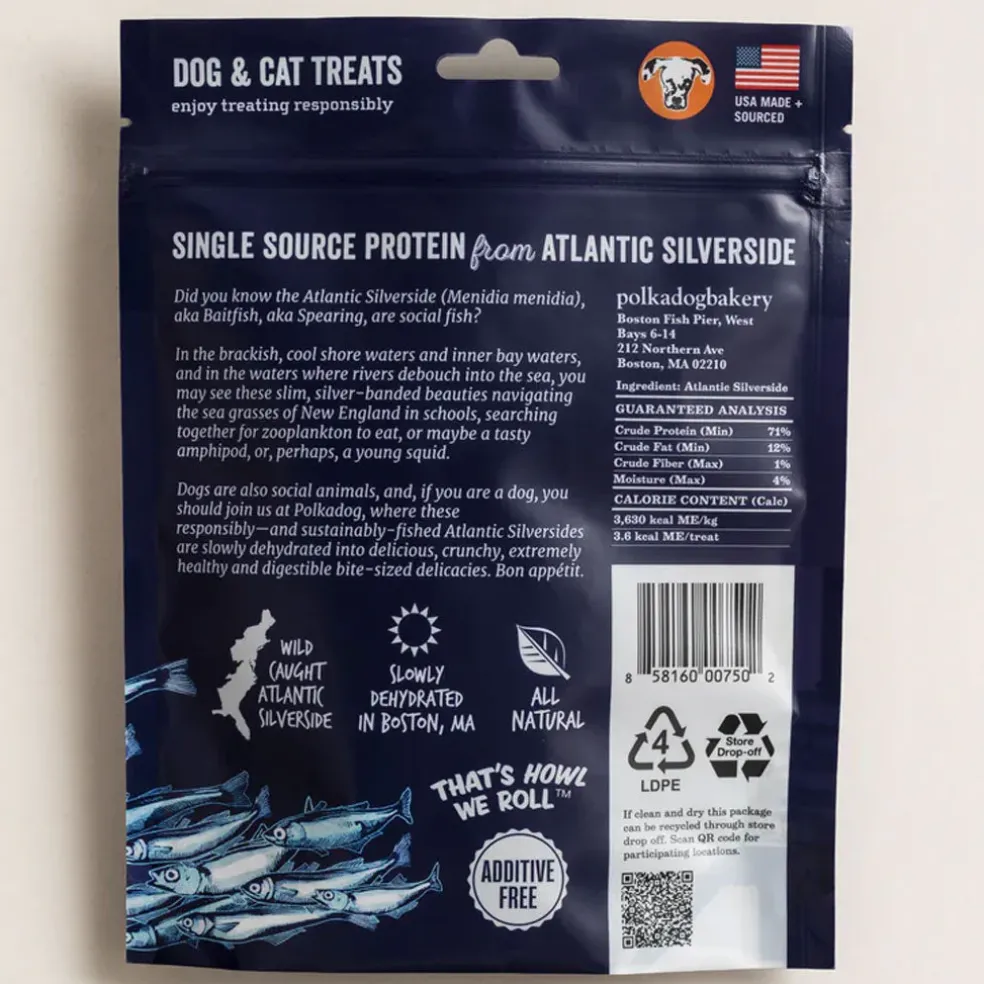 Polkadog Atlantic Silverside Crunchy Whole Fish for Dogs & Cats, 2.5-oz