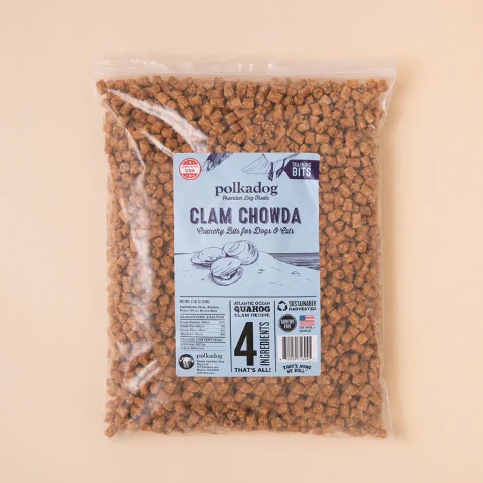 Polkadog Clam Chowda Crunchy Training Bits Treats for Dogs & Cats
