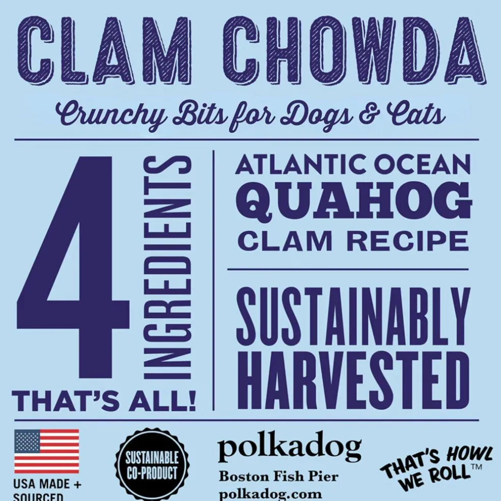 Polkadog Clam Chowda Crunchy Training Bits Treats for Dogs & Cats