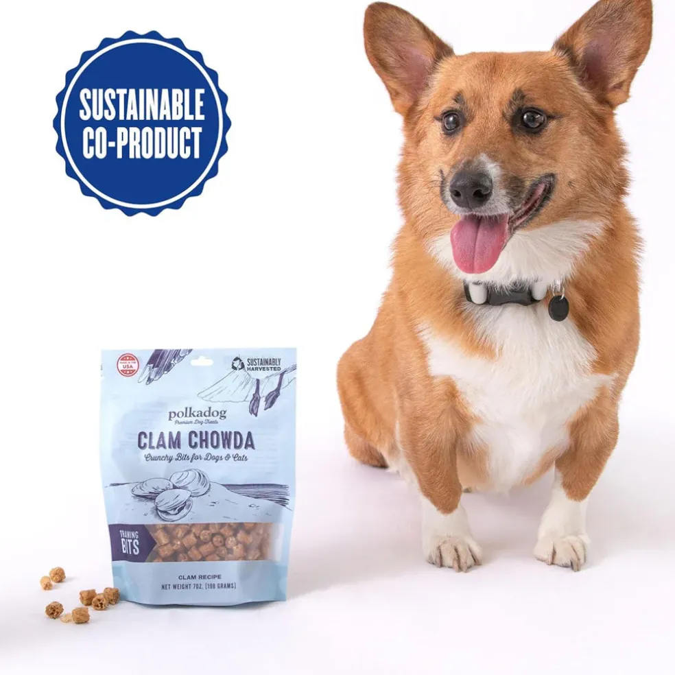 Polkadog Clam Chowda Crunchy Training Bits Treats for Dogs & Cats