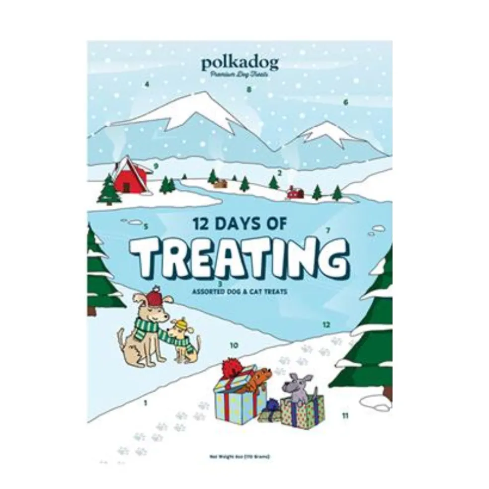 Polkadog 12 Days of Treating, Assorted Dog & Cat Treat Holiday Calendar