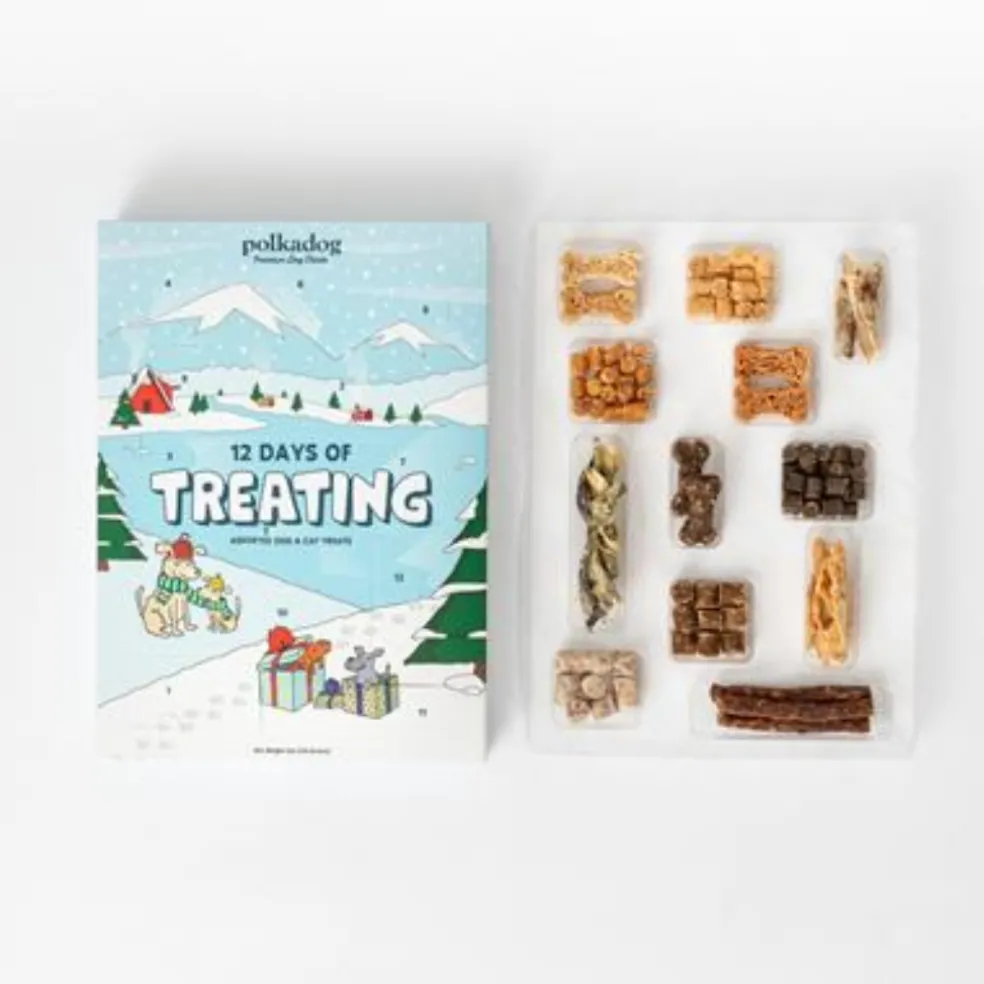 Polkadog 12 Days of Treating, Assorted Dog & Cat Treat Holiday Calendar