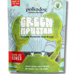 Polkadog Green Monstah Crunchy Treats Bone Shaped for Dogs & Cats