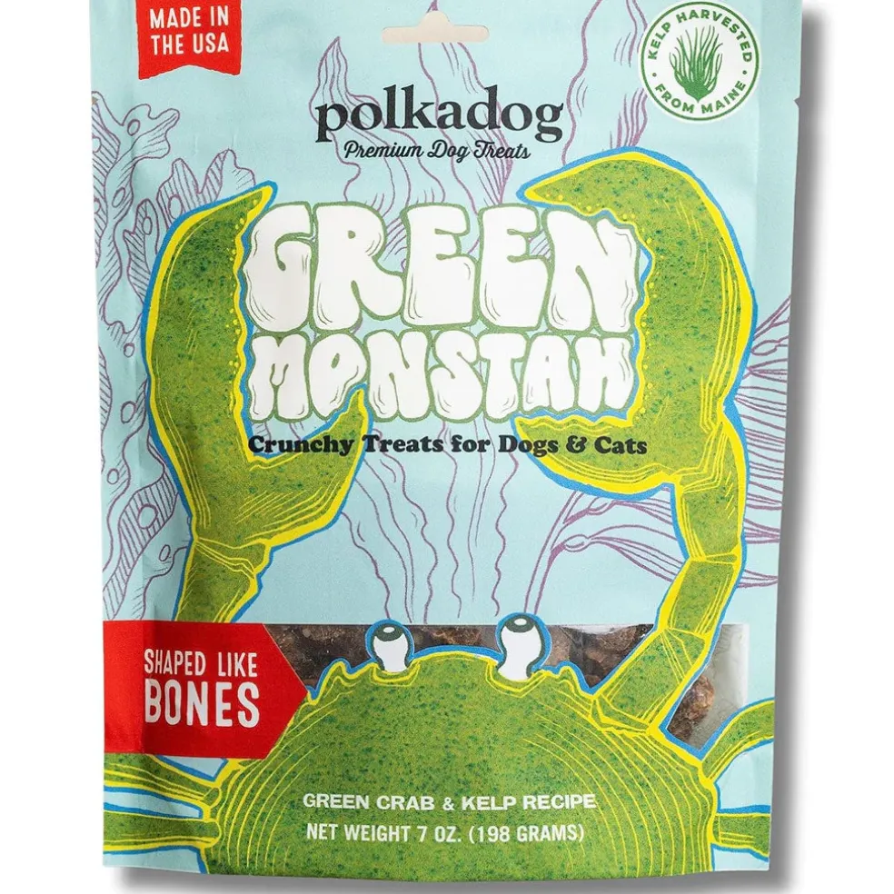 Polkadog Green Monstah Crunchy Treats Bone Shaped for Dogs & Cats