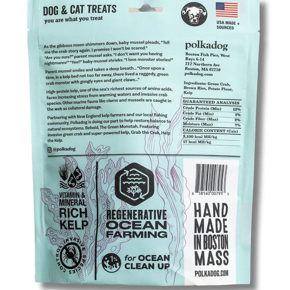 Polkadog Green Monstah Crunchy Treats Bone Shaped for Dogs & Cats