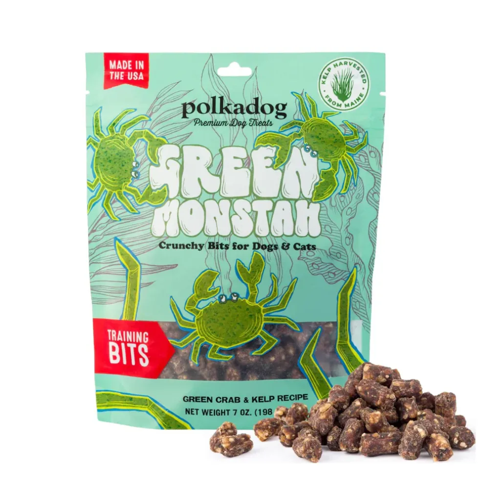 Polkadog Green Monstah Green Crab & Kelp Crunchy Training Bits for Dogs & Cats