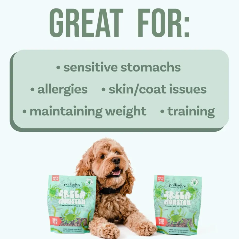 Polkadog Green Monstah Green Crab & Kelp Crunchy Training Bits for Dogs & Cats