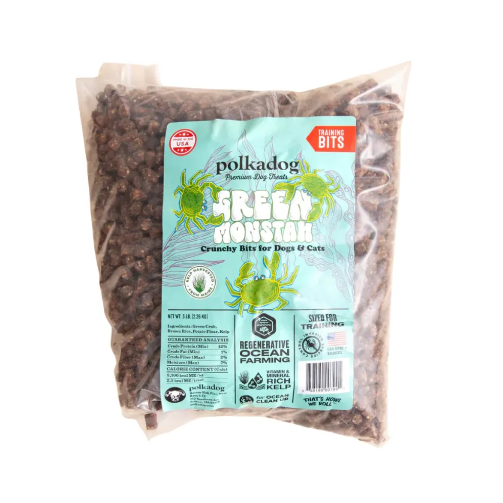 Polkadog Green Monstah Green Crab & Kelp Crunchy Training Bits for Dogs & Cats
