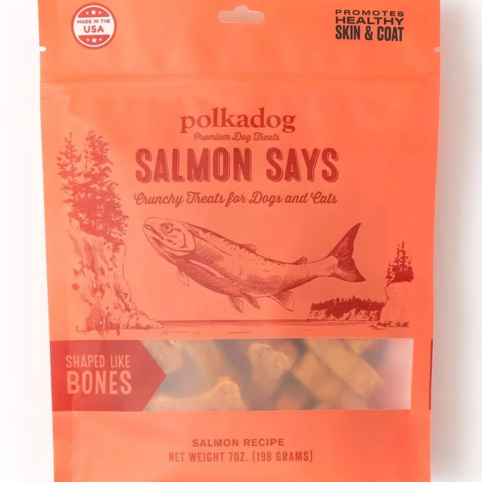 Polkadog Salmon Says Crunchy Treats Bone Shaped for Dogs & Cats