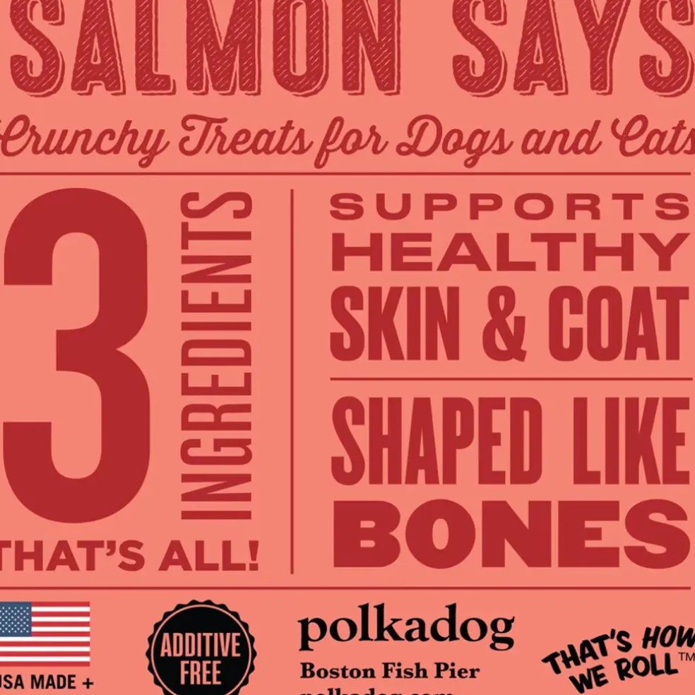 Polkadog Salmon Says Crunchy Treats Bone Shaped for Dogs & Cats