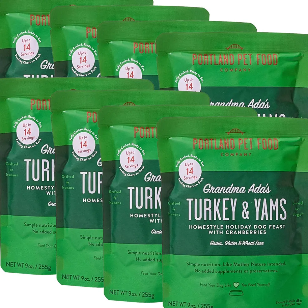 Portland Pet Food Company Grandma Ada's Turkey & Yams Homestyle Wet Dog Food Topper & Meal (9 oz x 8 puches)