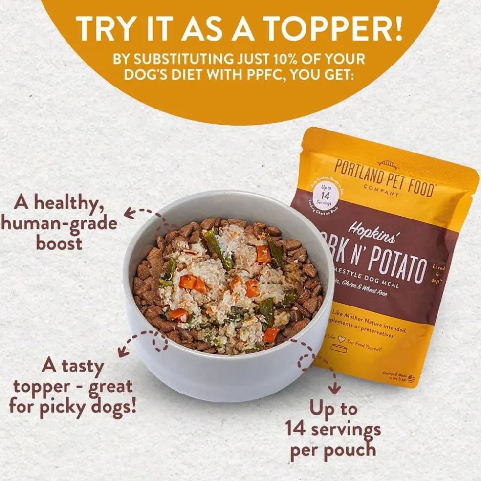 Portland Pet Food Company Hopkins' Pork N' Potato Homestyle Wet Dog Food Topper & Meal (9 oz x 8 pouches)