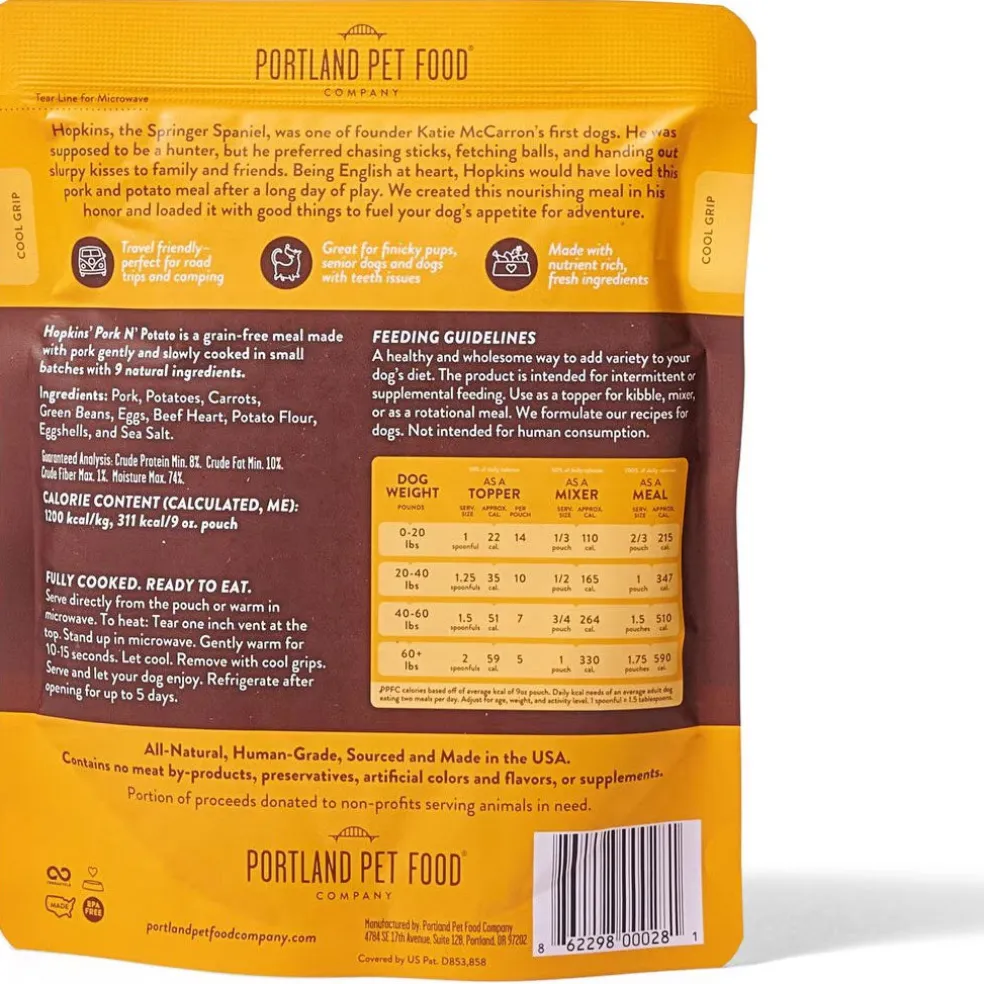 Portland Pet Food Company Hopkins' Pork N' Potato Homestyle Wet Dog Food Topper & Meal (9 oz x 8 pouches)