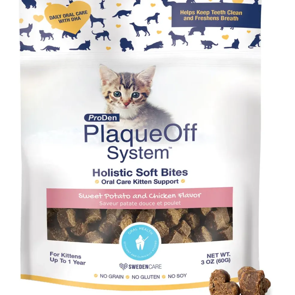 ProDen PlaqueOff Holistic Soft Bites Oral Care Sweet Potato & Chicken Flavor Dental Cat Treats, 3-oz