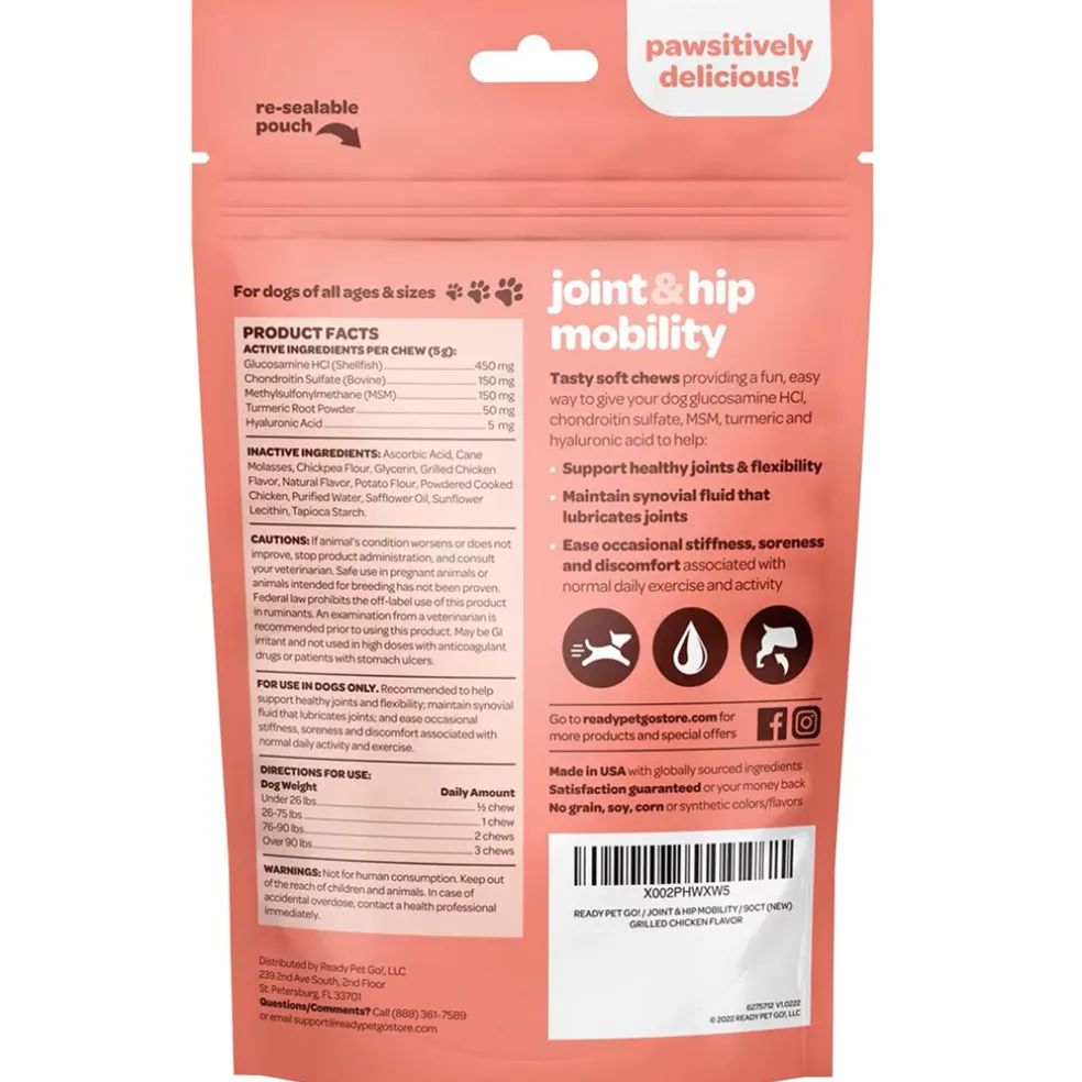 Ready Pet Go Hip & Joint Mobility Support for Dogs (90 soft chews)