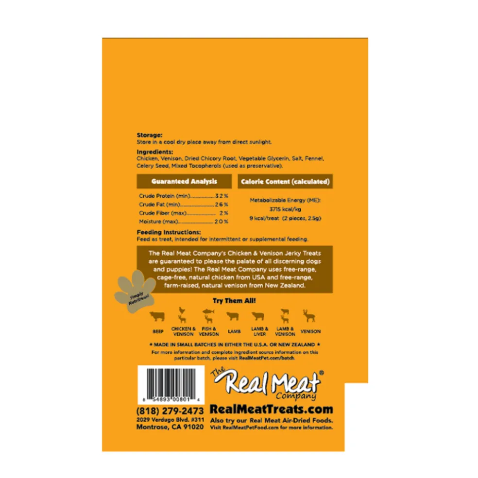 Real Meat All Natural Chicken & Venison Jerky Treats for Dogs