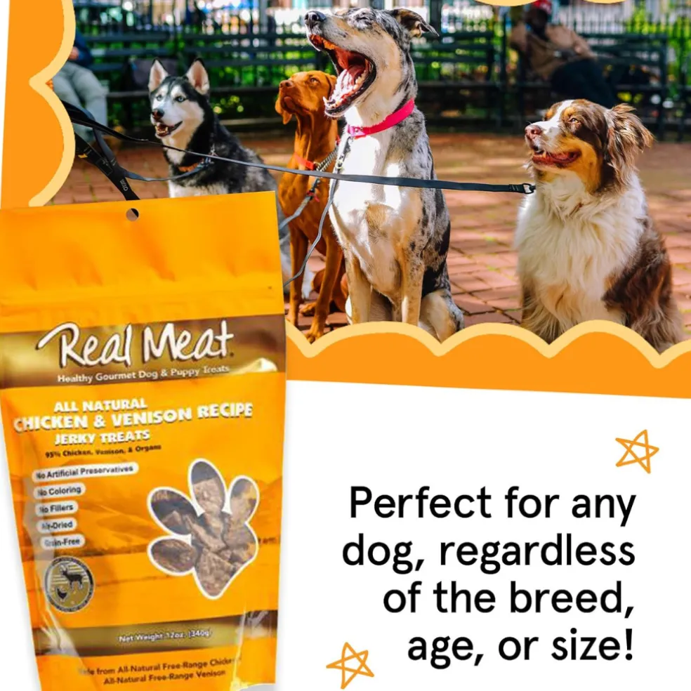 Real Meat All Natural Chicken & Venison Jerky Treats for Dogs