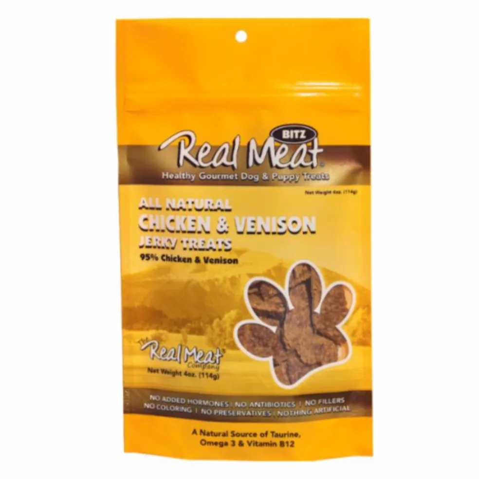Real Meat All Natural Chicken & Venison Jerky Treats for Dogs