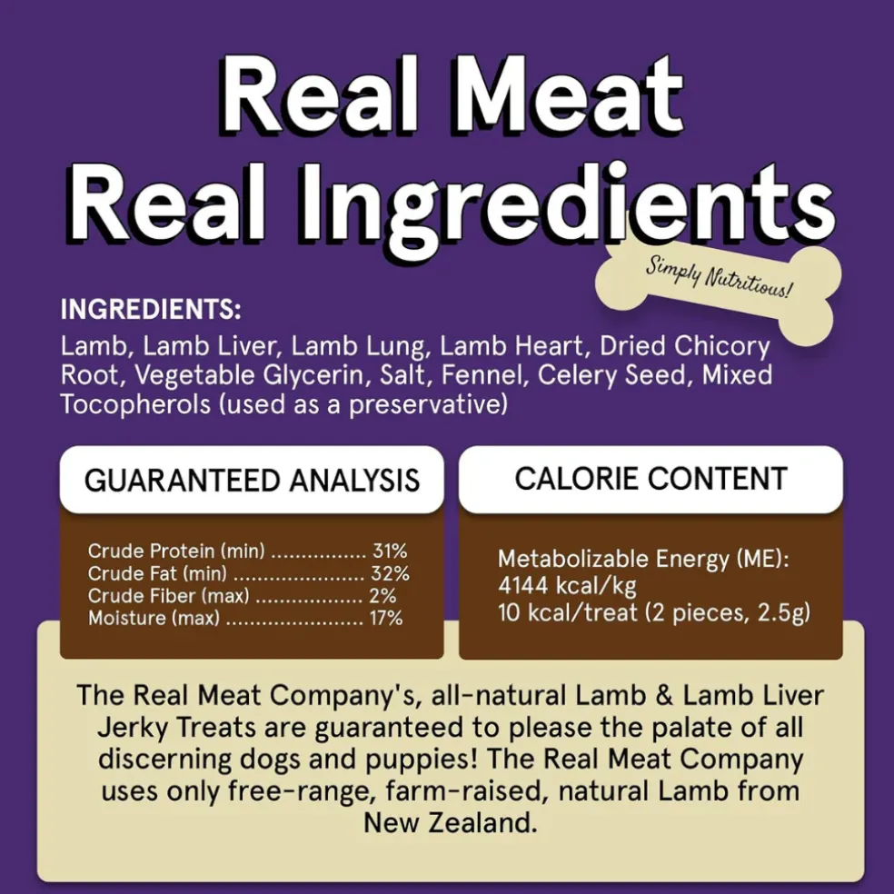 Real Meat All Natural Lamb & Liver Jerky Treats for Dogs