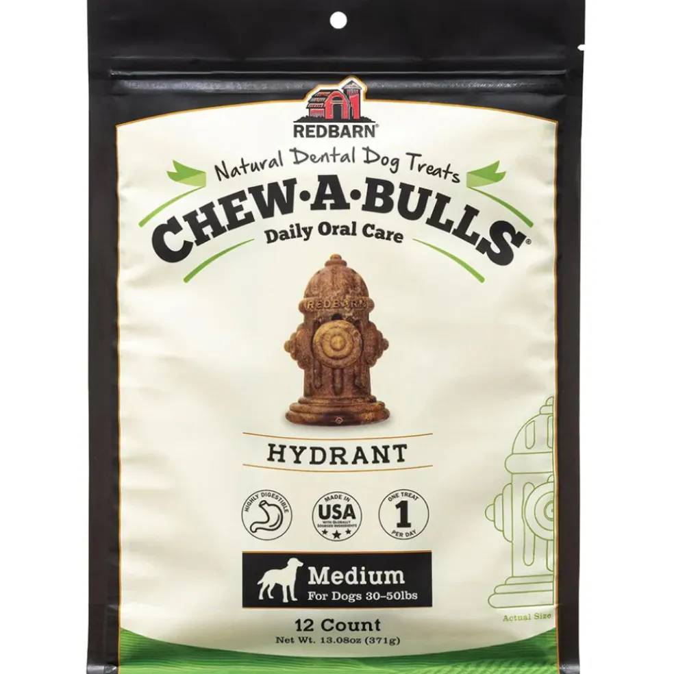 Redbarn Chew-A-Bulls Hydrant Shaped Dental Chews for Dogs