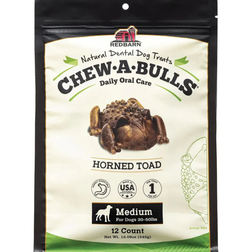 Redbarn Chew-A-Bulls Toad Shaped Dental Chews for Medium Dogs (12 ct)