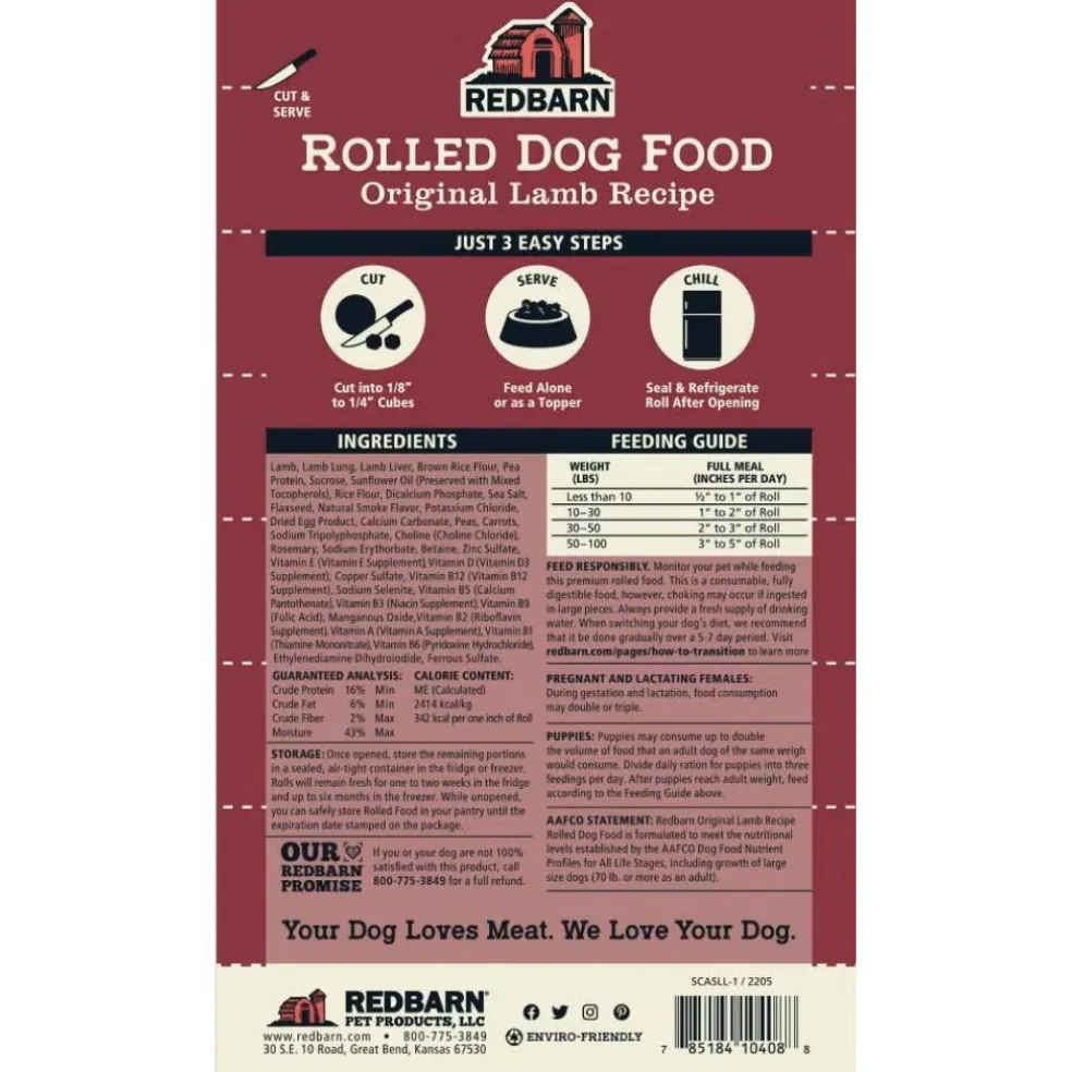 Redbarn Lamb Recipe Rolled Food For Dogs (4 lb)