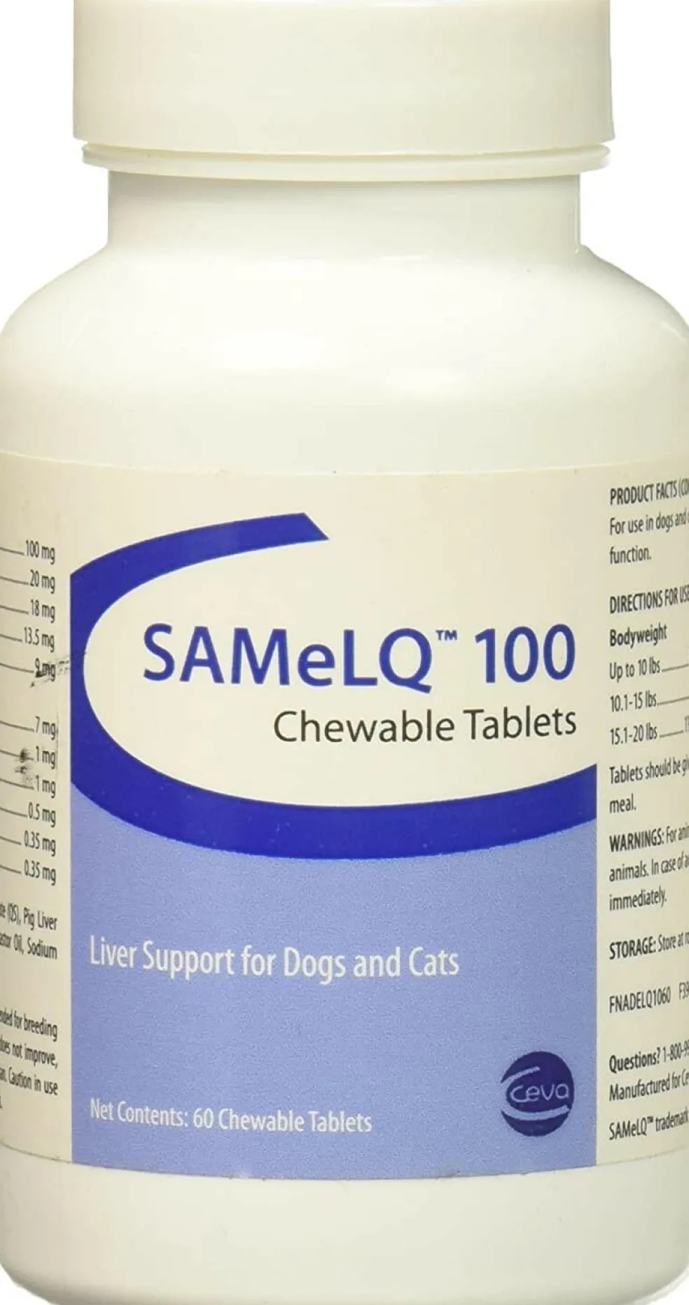 SAMeLQ 100 Chewable Tablets for Dogs & Cats - Boost Liver Health