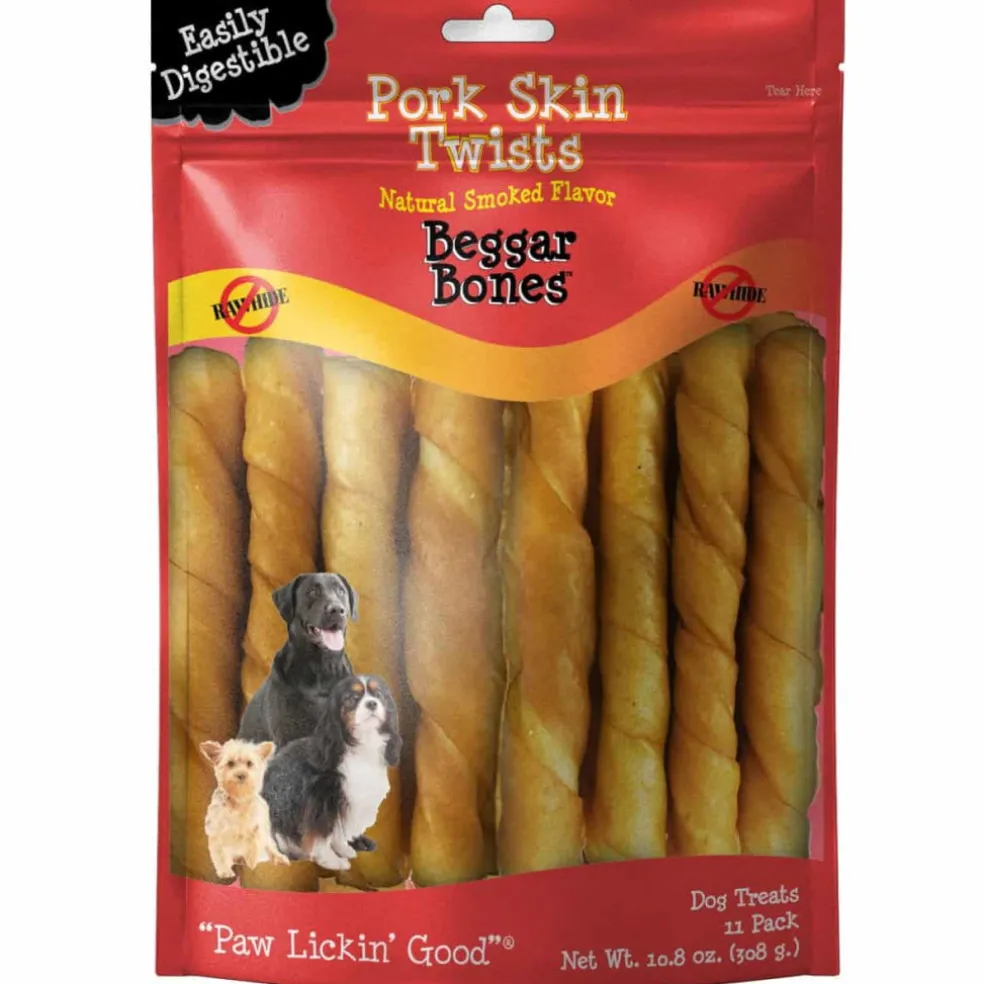 Savory Prime Beggar Bone Pork Skin Twists Treats For Dogs