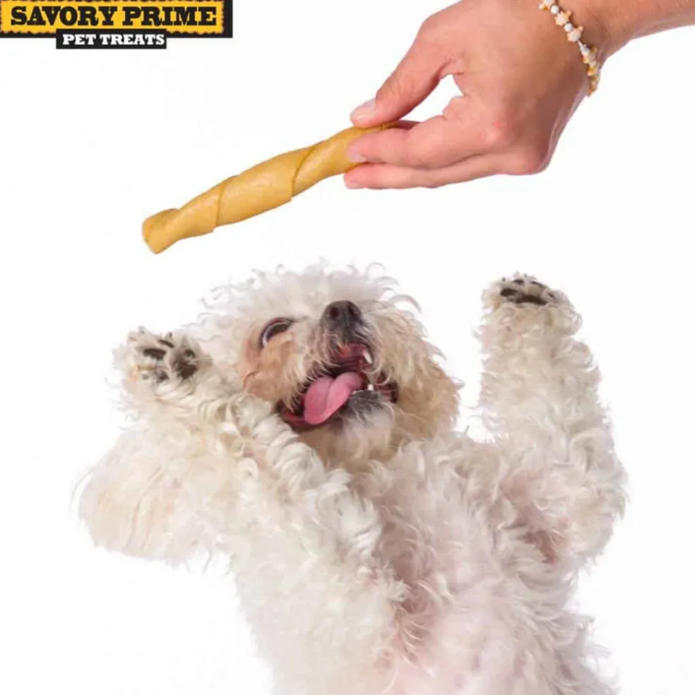 Savory Prime Beggar Bone Pork Skin Twists Treats For Dogs