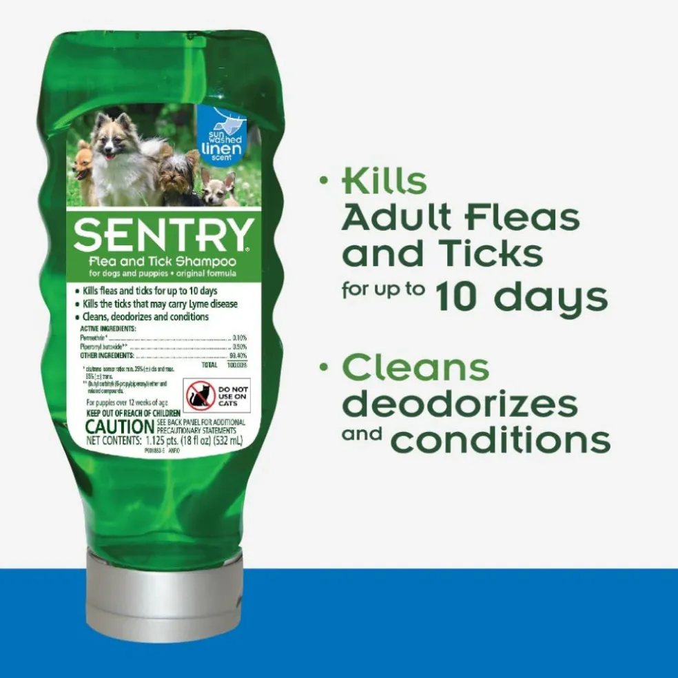 Sentry Flea & Tick Shampoo for Dogs- Sun Washed Linen Scent (18 oz)