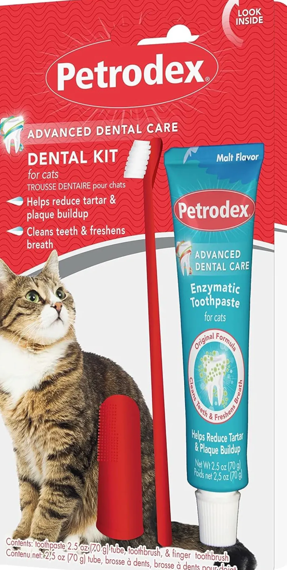 Sentry Petrodex Advanced Enzymatic Malt Flavored Dental Kit for Cats