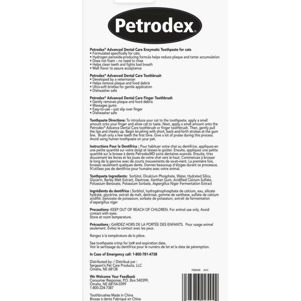 Sentry Petrodex Advanced Enzymatic Malt Flavored Dental Kit for Cats