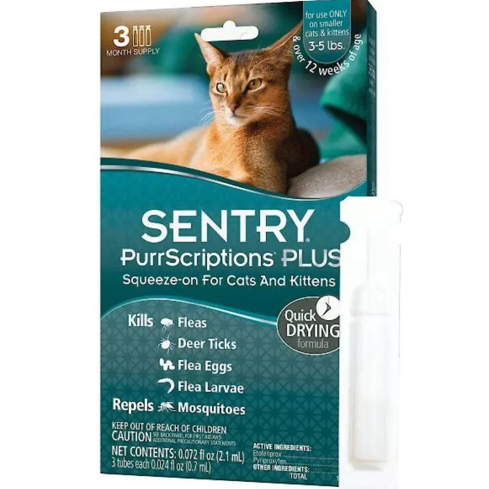 Sentry PurrScriptions Squeeze on Flea & Tick Treatment for Cats 5lbs and under