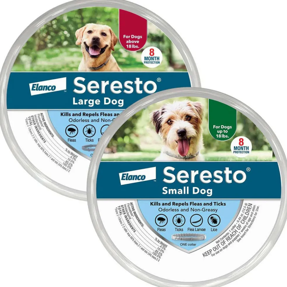 Seresto Flea & Tick Collar for Dogs, Over 18 lbs + Seresto Flea & Tick Collar for Dogs, Up to 18 lbs