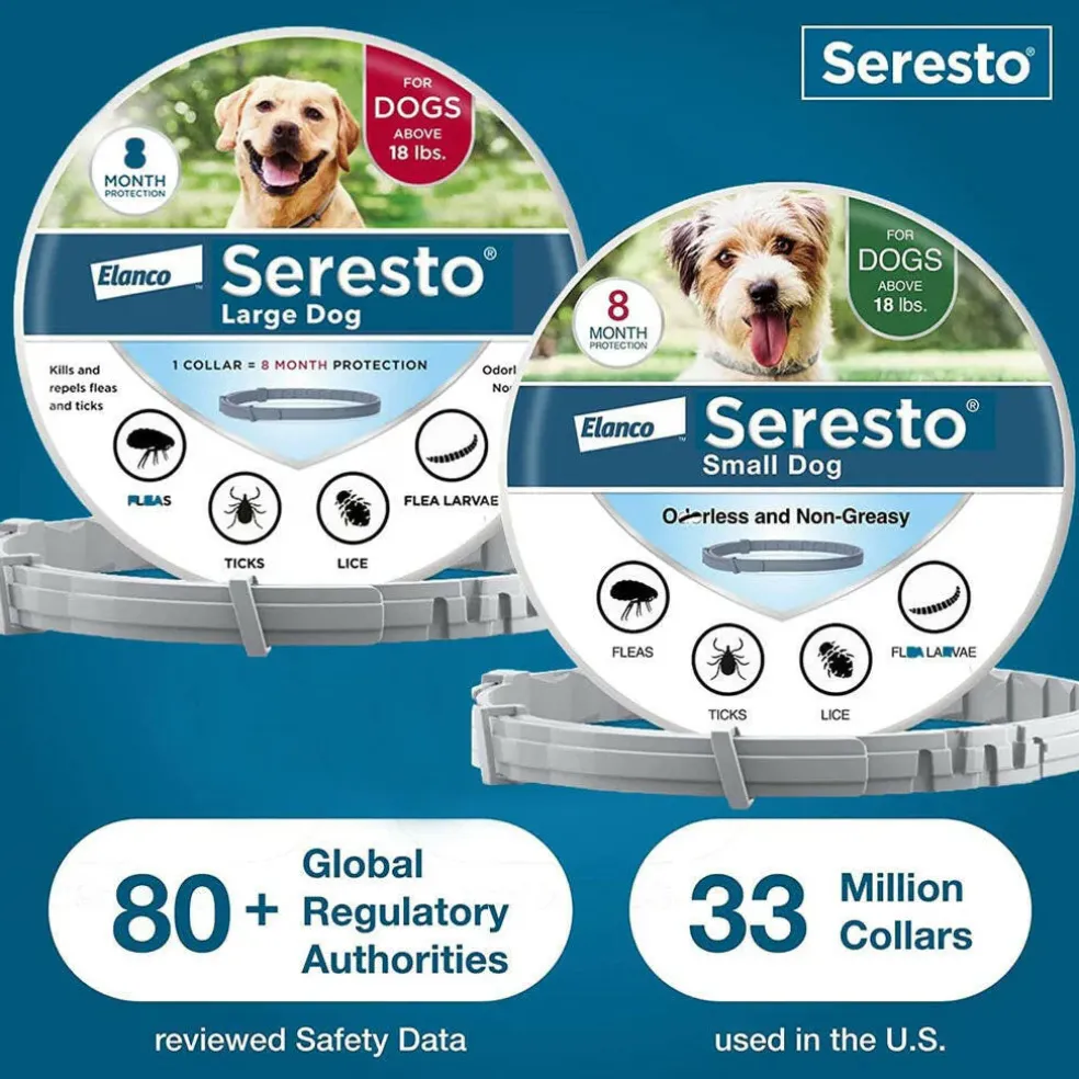 Seresto Flea & Tick Collar for Dogs, Over 18 lbs + Seresto Flea & Tick Collar for Dogs, Up to 18 lbs