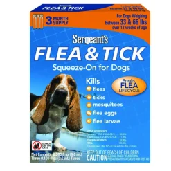 Sergeant's Flea and tick Squeeze-on for Dogs, 33-66 lbs, 3-month supply