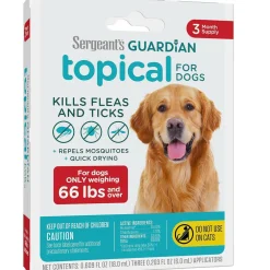 Sergeant's Guardian Flea & Tick Topical Treatment for Large Dogs, 66 lbs and over, 3-Month Supply