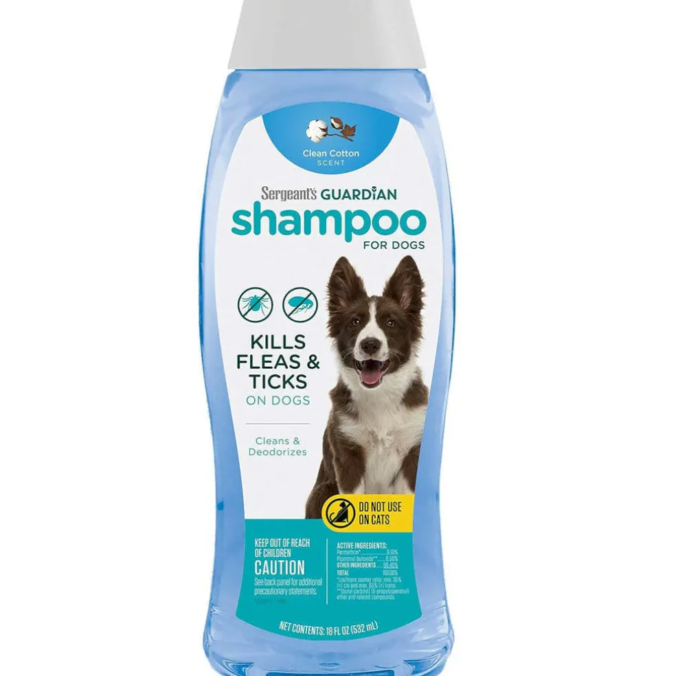 Sergeant's Guardian Flea & Tick Shampoo for Dogs, Clean Cotton Scent, 18-oz