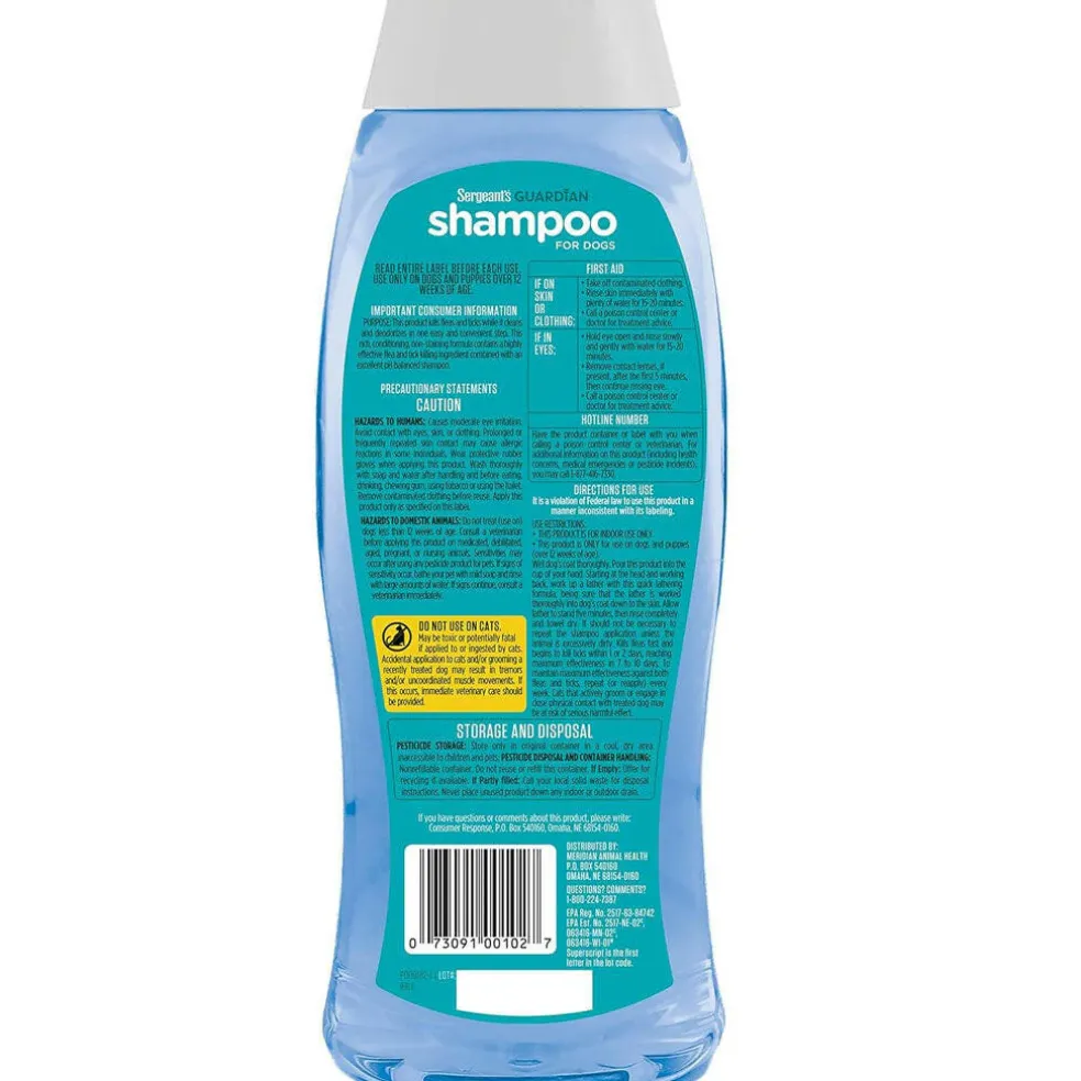 Sergeant's Guardian Flea & Tick Shampoo for Dogs, Clean Cotton Scent, 18-oz