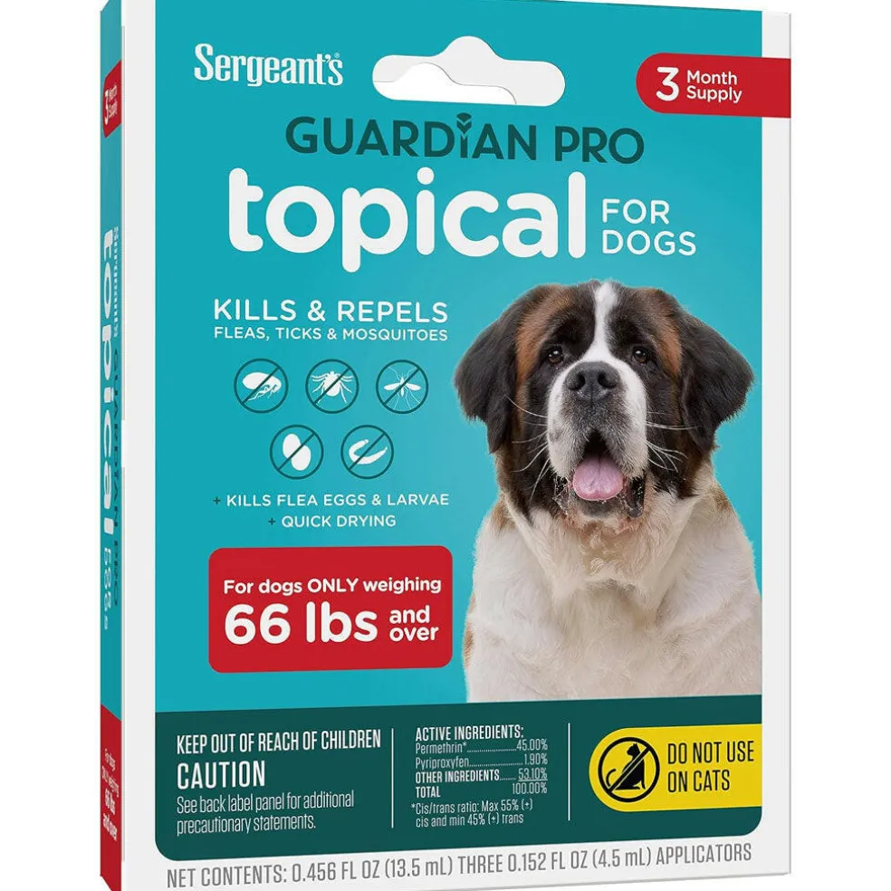 Sergeant's Guardian Pro Flea & Tick Topical Treatment for Large Dogs, 66 lbs and over, 3-Month Supply