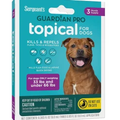 Sergeant's Guardian Pro Flea & Tick Topical Treatment for Medium Dogs, 33–66lbs, 3-Month Supply