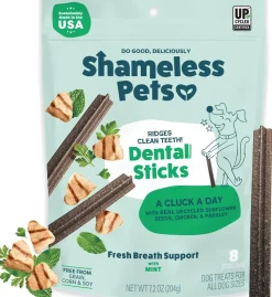 Shameless Pets A Cluck A Day Dental Sticks Treats For Dogs (7.2 oz)