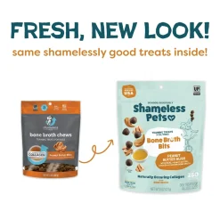 Shameless Pets Bone Broth Bits Peanut Butter Bliss Training Treats For Dogs (8 oz)