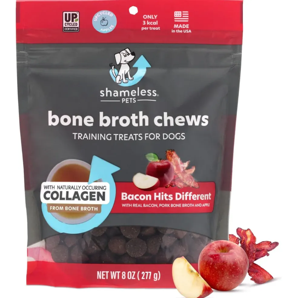 Shameless Pets Bone Broth Chews Bacon Hits Different Training Treats For Dogs (8 oz)